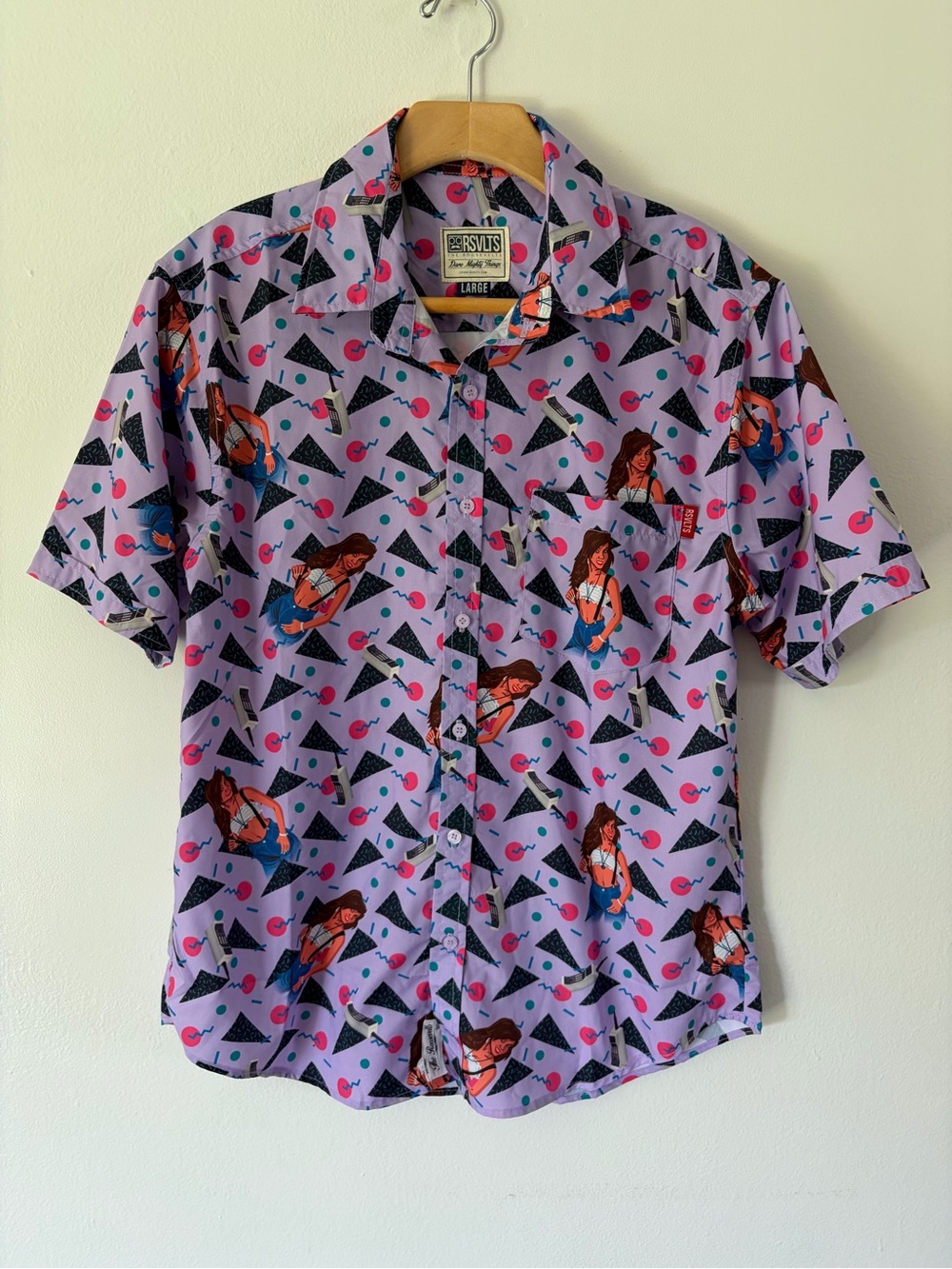 RSVLTS Kelly Kapowski Saved By The Bell Purple Button-Up Shirt Size Large